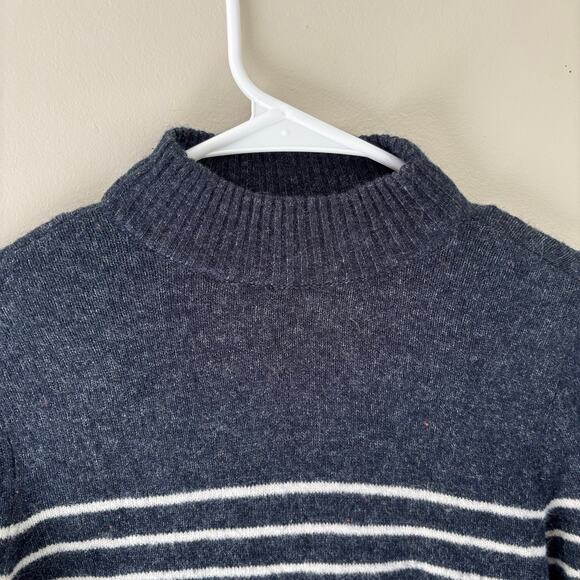 Abercrombie & Fitch Women's S Mock Neck Blue White Striped Sweater Nautical - Picture 2 of 8